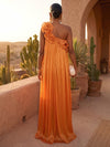 Chiffon A-Line One Shoulder Formal Dresses with Ruffles