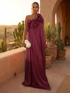 Chiffon A-Line One Shoulder Formal Dresses with Ruffles
