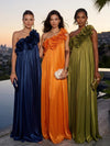 Mesh A-Line One Shoulder Formal Dresses with Ruffles