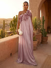 Chiffon A-Line One Shoulder Formal Dresses with Ruffles