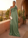 Chiffon A-Line One Shoulder Formal Dresses with Ruffles