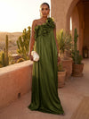 Chiffon A-Line One Shoulder Formal Dresses with Ruffles