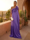 Chiffon A-Line One Shoulder Formal Dresses with Ruffles