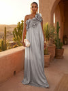 Chiffon A-Line One Shoulder Formal Dresses with Ruffles