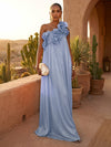 Chiffon A-Line One Shoulder Formal Dresses with Ruffles