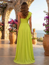 Chiffon A-Line One Shoulder Formal Dresses with Ruffles
