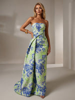 Jacquard Mermaid Strapless Pleated Formal Dresses