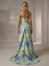 Jacquard Mermaid Strapless Pleated Formal Dresses