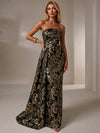 Jacquard Mermaid Strapless Pleated Formal Dresses