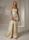 Jacquard Mermaid Strapless Pleated Formal Dresses