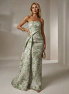 Jacquard Mermaid Strapless Pleated Formal Dresses