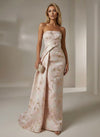 Jacquard Mermaid Strapless Pleated Formal Dresses