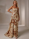 Jacquard Mermaid Strapless Pleated Formal Dresses