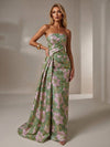 Jacquard Mermaid Strapless Pleated Formal Dresses