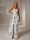 Jacquard Mermaid Strapless Pleated Formal Dresses