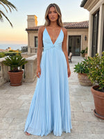 Chiffon A-Line Spaghetti Straps Delicate Pleated Formal Dresses