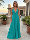 Chiffon A-Line Spaghetti Straps Delicate Pleated Formal Dresses