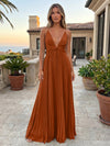 Chiffon A-Line Spaghetti Straps Delicate Pleated Formal Dresses