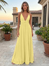 Chiffon A-Line Spaghetti Straps Delicate Pleated Formal Dresses