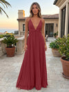Chiffon A-Line Spaghetti Straps Delicate Pleated Formal Dresses