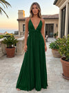 Chiffon A-Line Spaghetti Straps Delicate Pleated Formal Dresses