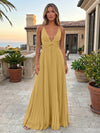 Chiffon A-Line Spaghetti Straps Delicate Pleated Formal Dresses