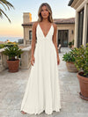 Chiffon A-Line Spaghetti Straps Delicate Pleated Formal Dresses