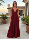 Chiffon A-Line Spaghetti Straps Delicate Pleated Formal Dresses