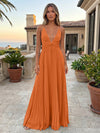 Chiffon A-Line Spaghetti Straps Delicate Pleated Formal Dresses