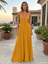 Chiffon A-Line Spaghetti Straps Delicate Pleated Formal Dresses
