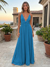Chiffon A-Line Spaghetti Straps Delicate Pleated Formal Dresses