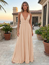Chiffon A-Line Spaghetti Straps Delicate Pleated Formal Dresses