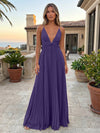 Chiffon A-Line Spaghetti Straps Delicate Pleated Formal Dresses