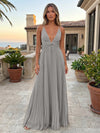 Chiffon A-Line Spaghetti Straps Delicate Pleated Formal Dresses