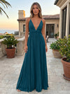 Chiffon A-Line Spaghetti Straps Delicate Pleated Formal Dresses