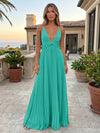 Chiffon A-Line Spaghetti Straps Delicate Pleated Formal Dresses