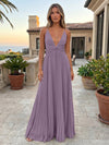 Chiffon A-Line Spaghetti Straps Delicate Pleated Formal Dresses