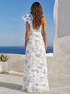Chiffon A-Line One Shoulder Floral Print Formal Dresses