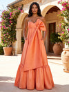 Satin A-Line Strapless Wedding Guest Dresses with Bow