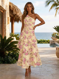 Chiffon A-Line One Shoulder Tiered Formal Dresses