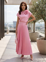 Chiffon A-Line High Neck Mother of the Bride Dresses with 3D Flowers