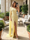 Chiffon Bodycon One Shoulder Formal Dresses with Sash