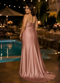 Satin Mermaid Sweetheart Pleated Plus Size Formal Dresses