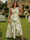 Jacquard A-Line One Shoulder Plus Size Formal Dresses with Ruffles