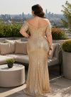 Sequin Mermaid Off the Shoulder Glitter Plus Size Formal Dresses