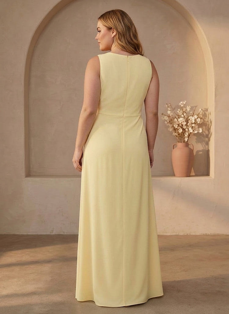 Jersey Sheath Crew Neck Plus Size Formal Dresses with 3D Flowers