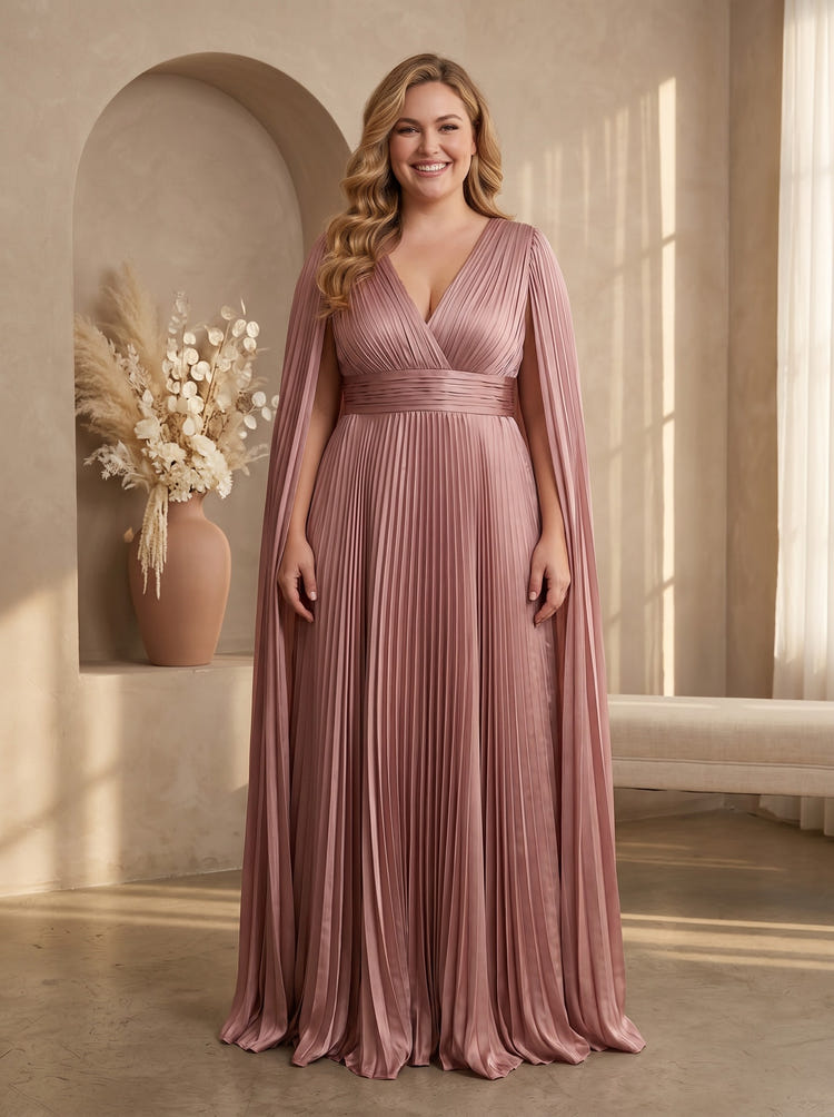 Chiffon A-Line V Neck Plus Size Formal Dresses with Sash