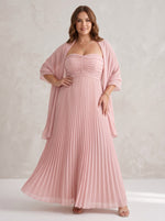 Chiffon A-Line Strapless Plus Size Formal Dresses with Shawl