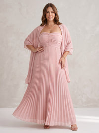 Chiffon A-Line Strapless Plus Size Formal Dresses with Shawl