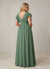 Chiffon A-Line V Neck Plus Size Formal Dresses with Ruffles